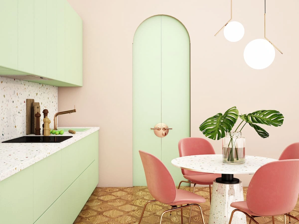 Model Dapur Minimalis Bernuansa Pastel